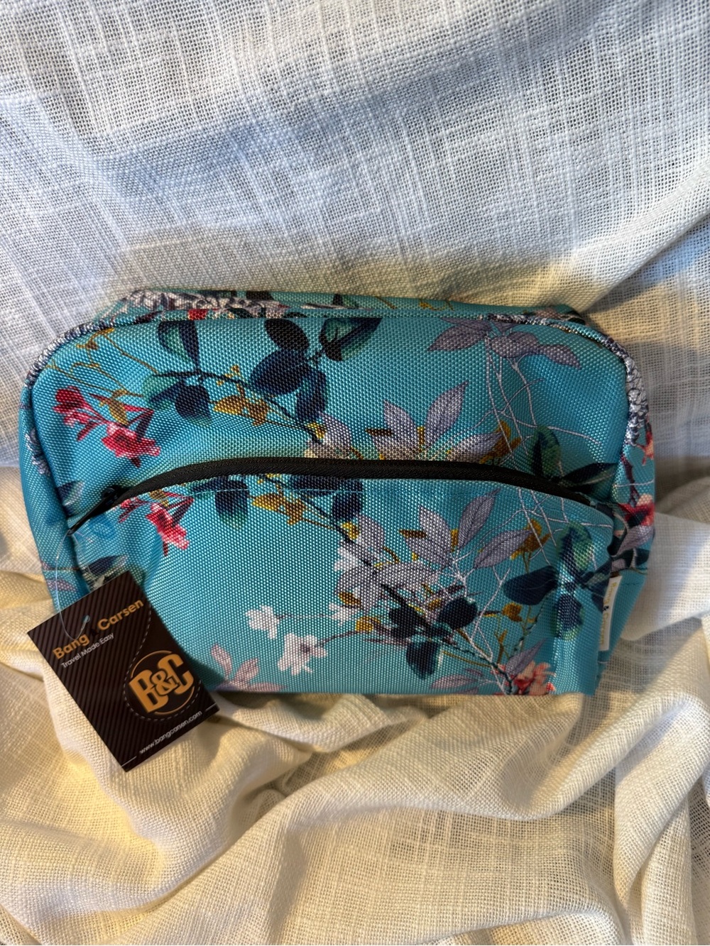 BANDOLINO Floral Turquoise Travel Cosmetic Bag
